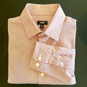 EXPRESS Slim Fit Geo Print Stretch Dress Shirt